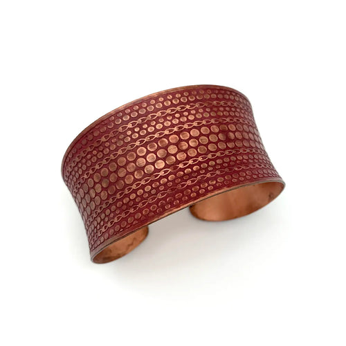Copper Patina Red Dots Cuff Bracelet
