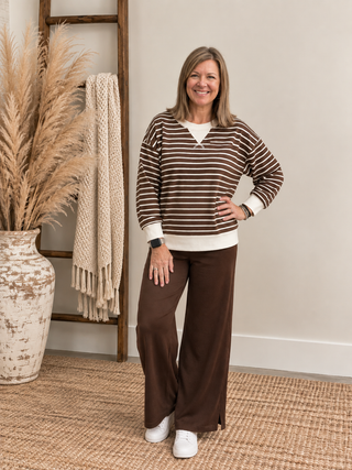 Everyday Striped Pullover in Brown