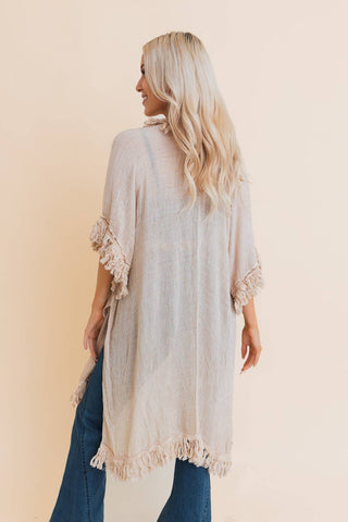 Sunbleached Fringe Ruffle Kimono