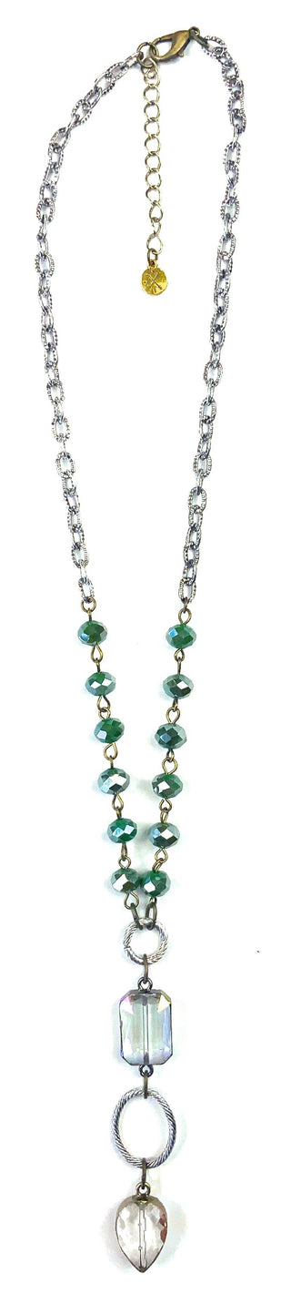 Lime Beaded Teardrop Necklace