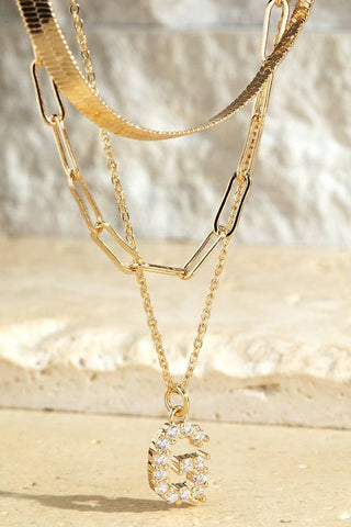 Layered Initial Triple Chain Necklace