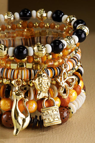 8 Layered Multi-Bead India Stretch Bracelet