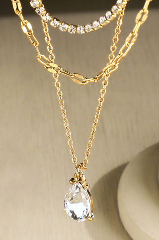 Crystal Teardrop Pendant Necklace