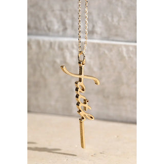FAITH Script Necklace in Gold