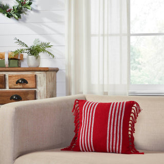 Arendal Red Stripe Fringed  Pillow