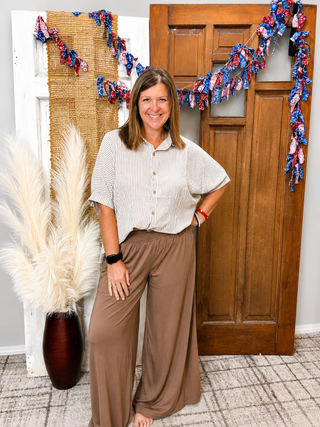 Carrie Wide Palazzo Pants in Cocoa