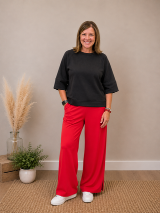 Reagan 3/4 Sleeve Top in Black
