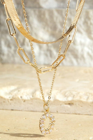 Layered Initial Triple Chain Necklace