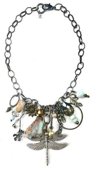 Chunky Junk Dragonfly Necklace