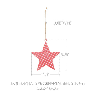 Dotted Metal Star Ornaments Red Set
