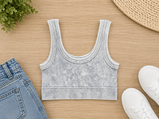 Washed Ribbed Bralette in Sleet