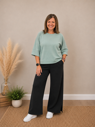 Reagan 3/4 Sleeve Top in Dusty Green
