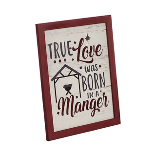 True Love Was Born In A Manger Framed Wall Hanging