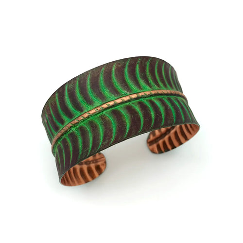 Copper Patina Tropical Leaf Cuff Bracelet