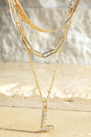 Layered Initial Triple Chain Necklace