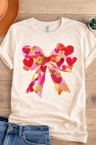 Valentine Brushstroke Heart Bow Tee