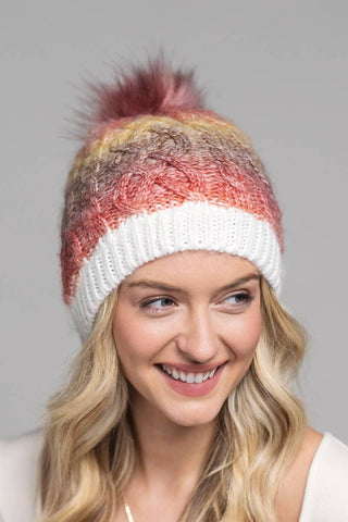 Colored Cable Knitted Beanie