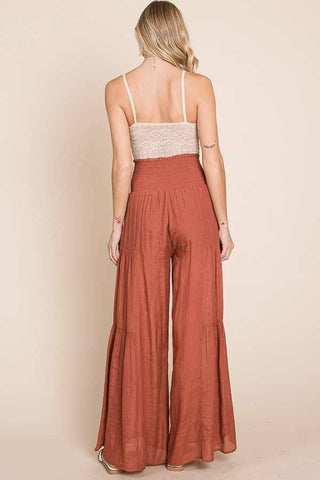 Allison Rust Tie Front Wide Leg Pants