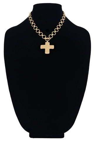Hammered Cross Pendant Necklace