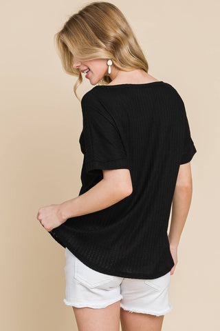 Deana Ribbed Knit Casual Tee