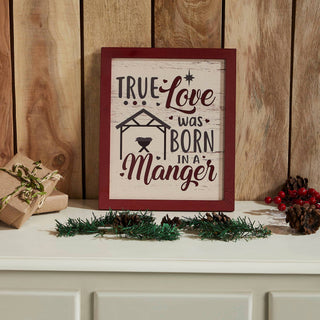 True Love Was Born In A Manger Framed Wall Hanging