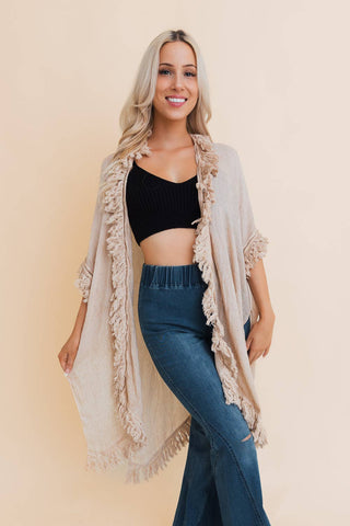 Sunbleached Fringe Ruffle Kimono