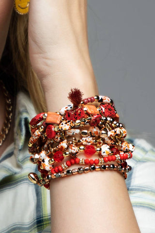 Holiday Red Layered Bracelet Set