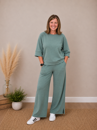 Reagan 3/4 Sleeve Top in Ash Jade