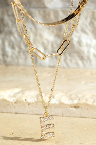 Layered Initial Triple Chain Necklace