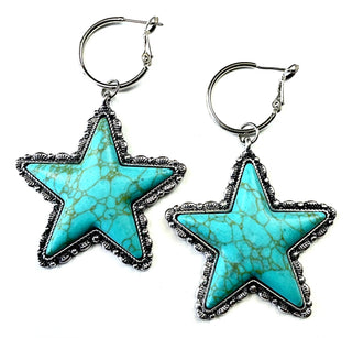Bezeled Turquoise Star Earrings