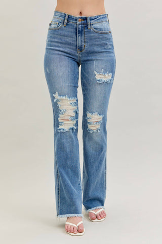 Judy Blue Distressed Fray Hem Boot Cut
