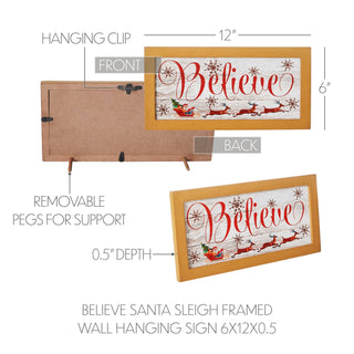 Believe Santa Sleigh Framed Wall Hanging