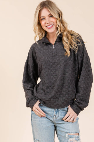 Check It Out Quarter Zip Top in Cream