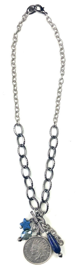 Shades of Blue Charm Necklace