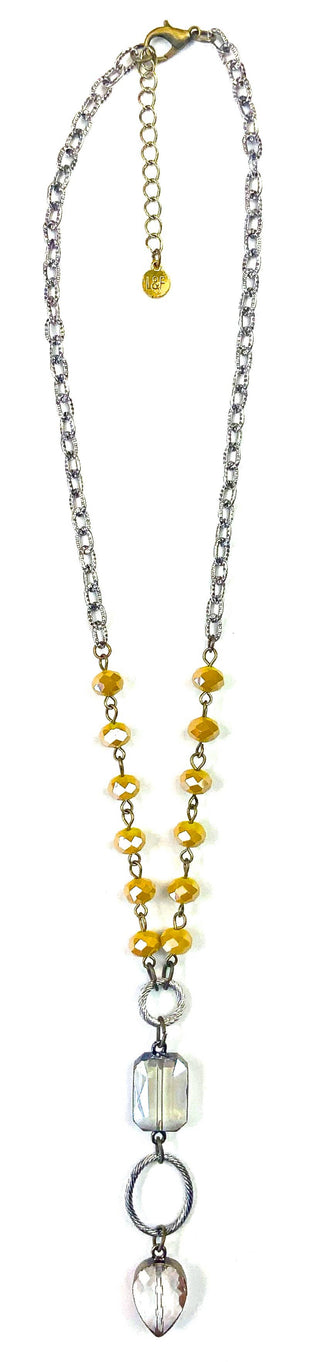 Mustard Beaded Teardrop Necklace