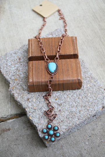 Copper & Turquoise Lariat Necklace