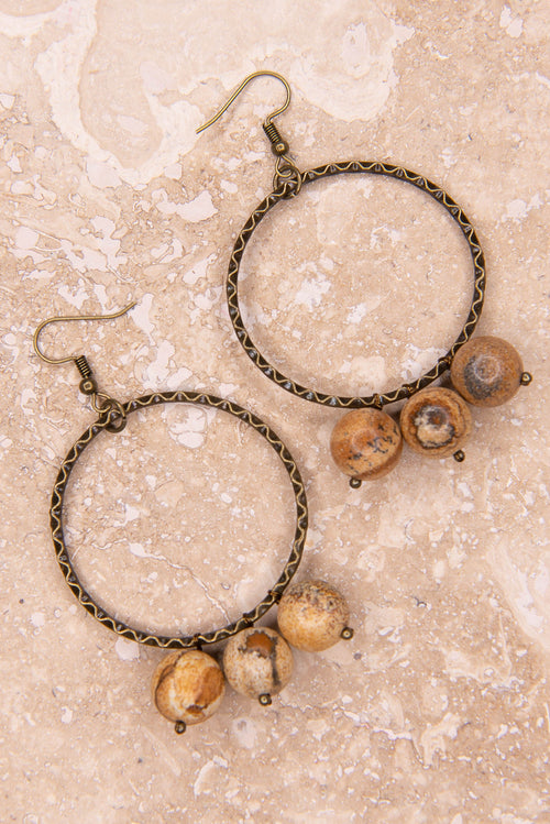 Olivia Triple Bead Jasper Earrings