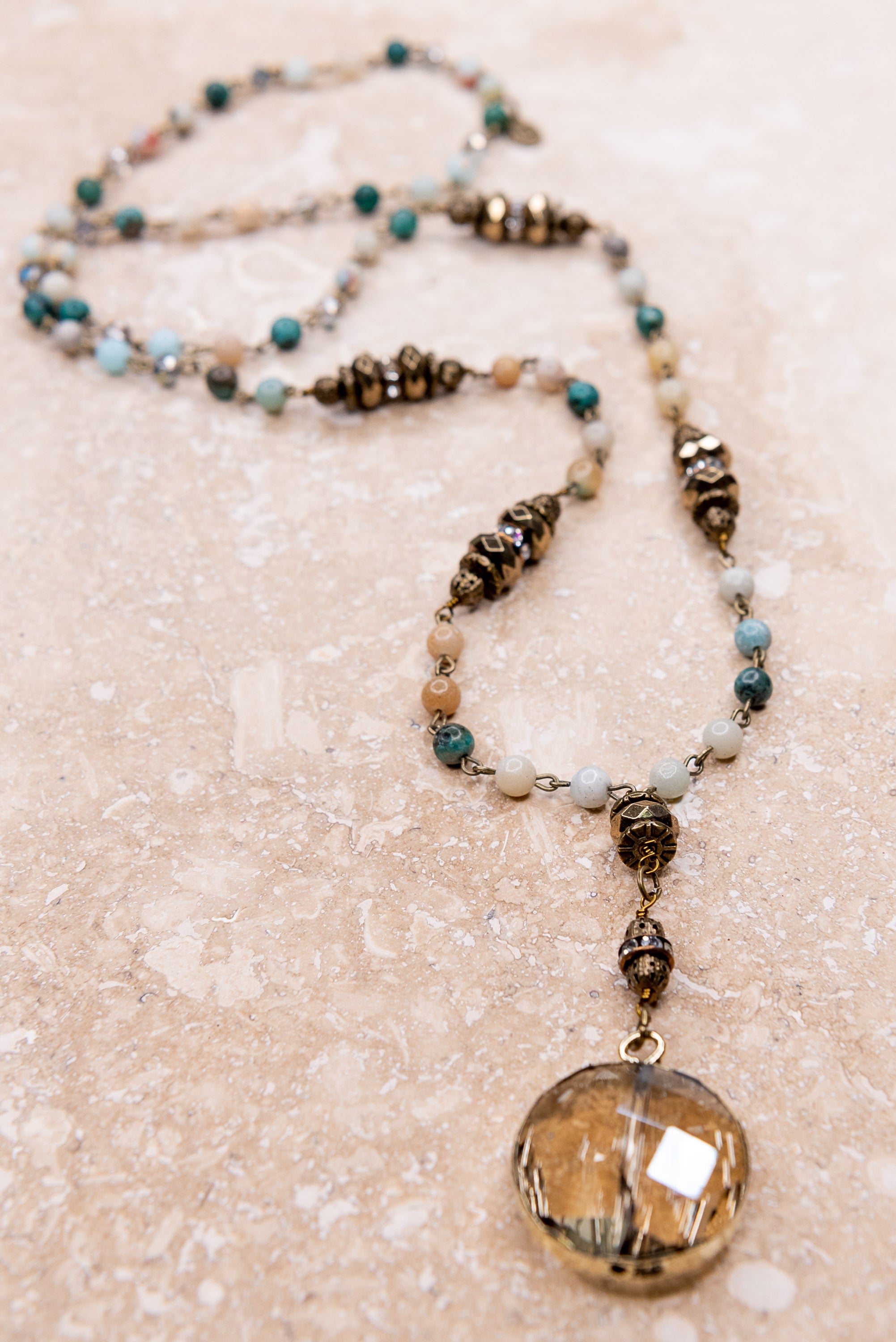 Brandy Beaded Stone Necklace