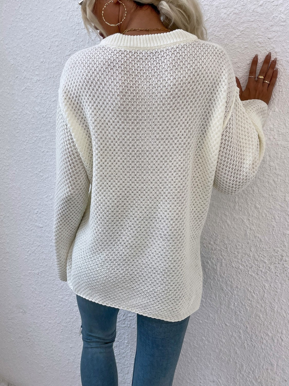 ONLINE EXCLUSIVE Quarter-Button Slit Sweater