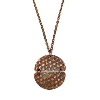 Copper Patina Necklace - Copper and Teal Rivets