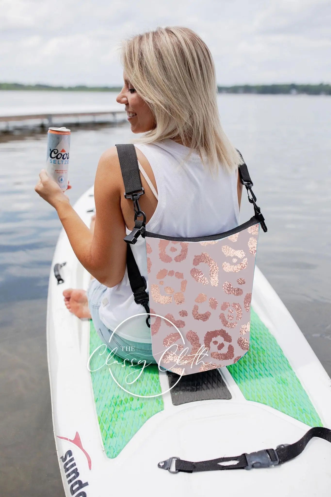 Rose Gold Leopard Waterproof Dry Bag Backpack