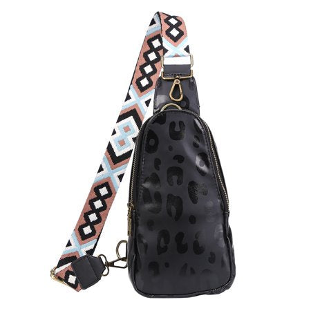 Black Leopard Sling Bag