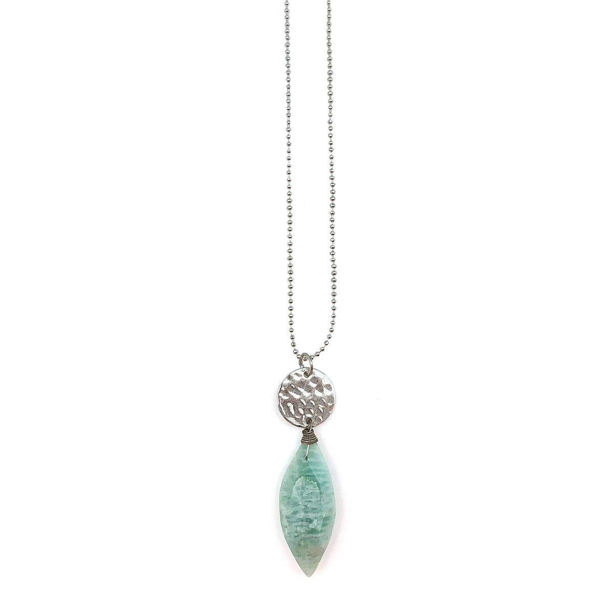 Akriti Silver and Large Faceted Amazonite Necklace