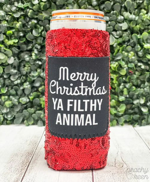 Merry Christmas Ya Filthy Animal Slim Can Cooler