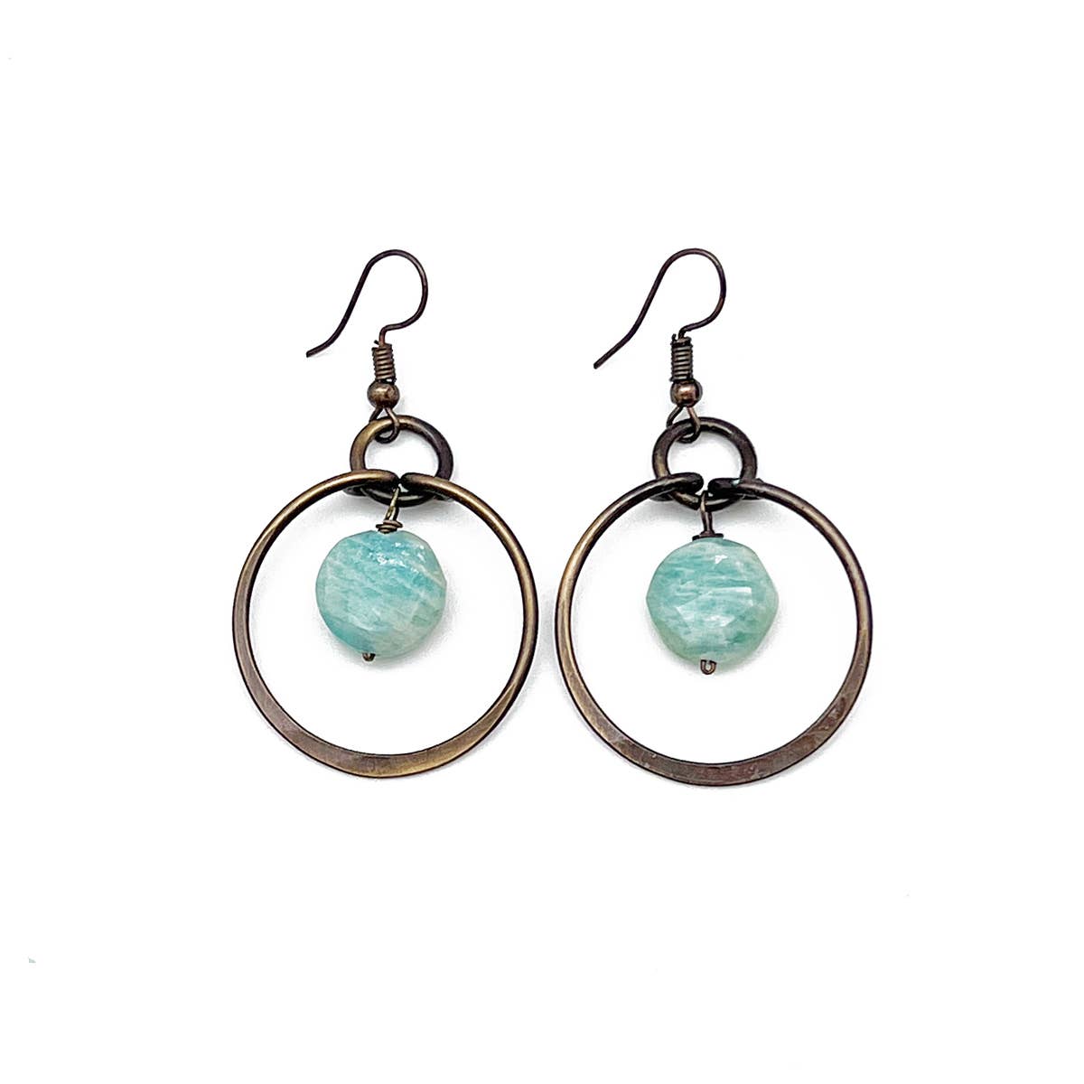 Banjara Collection Earrings - Brass Rings and Amazonite