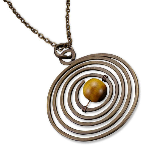 Banjara Brass Spiral Necklace with Tiger Eye
