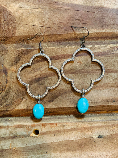 Silver Flower & Turquoise Earrings